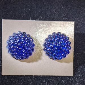 Vintage AVON Summer Berries Pierced Earrings, Blueberry, NOS